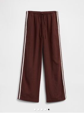 GAP Wide Leg Track Pants in Deep Brown with White Side Stripes